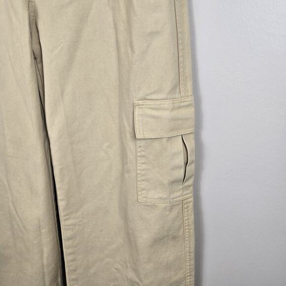 Wide Leg Pocket Cargo Pants HUSTLE N HOLLA NWT Beige US 12/31 UK 16 Skater Punk - Picture 2 of 9